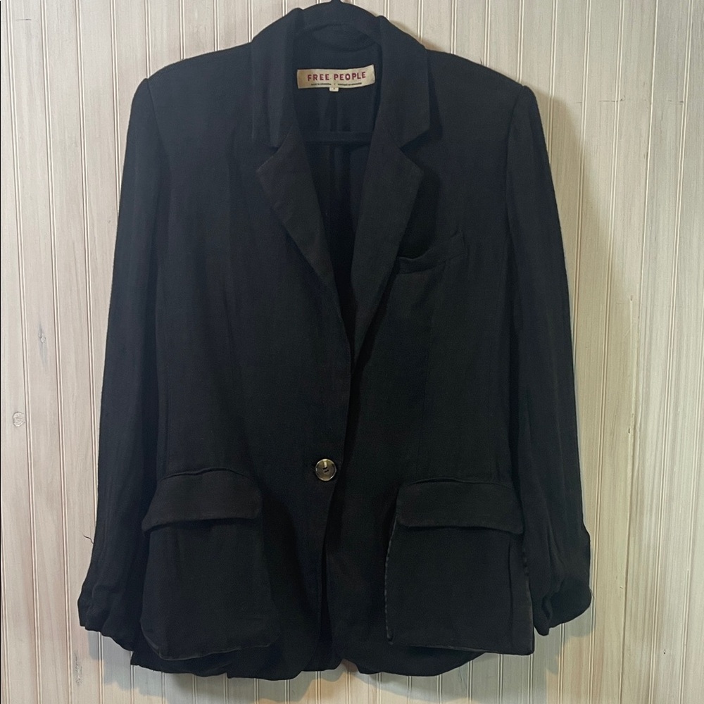 FREE PEOPLE LINEN BLEND BLAZER UNSTRUCTURED SMALL